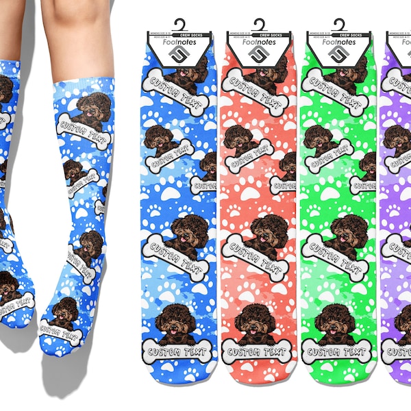 Personalized  Poodle (Black) Dog Socks Custom