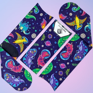 Space Dinosaurs Novelty Crew Socks