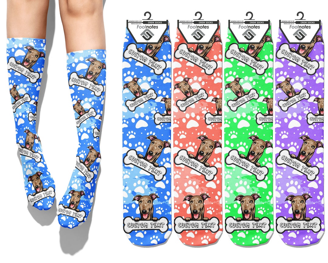 Personalized Greyhound Dog Socks Custom Etsy
