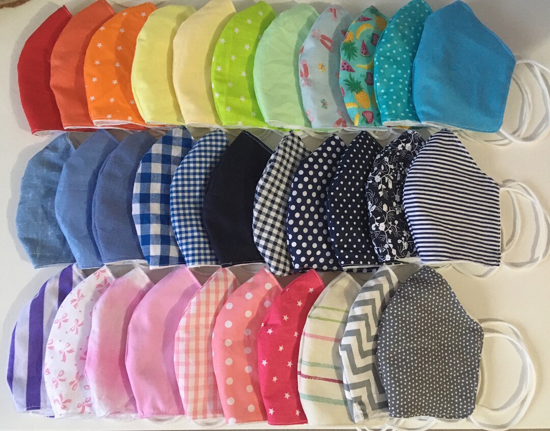 Child Face Masks Age 814 Cotton Reusable Doublelayered Etsy