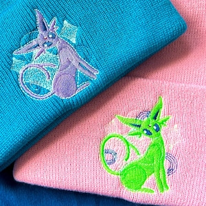 Psychic Kitty, Poke-inspired Embroidered beanie hat