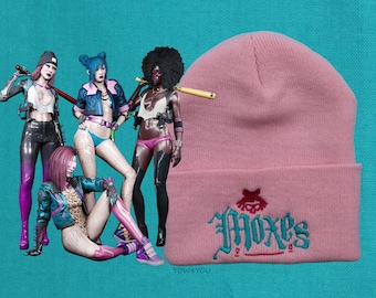 Moxes Beanie | The Mox - Cyberpunk 2077 Inspired Embroidered Beanie, Video Game Embroidery