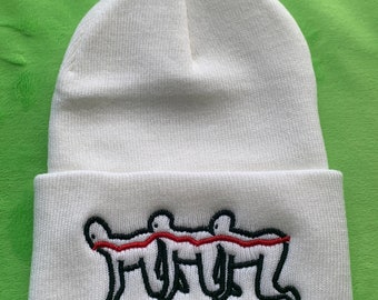 Human Centipede Inspired Embroidered Beanie Hat - Horror Movie Embroidery