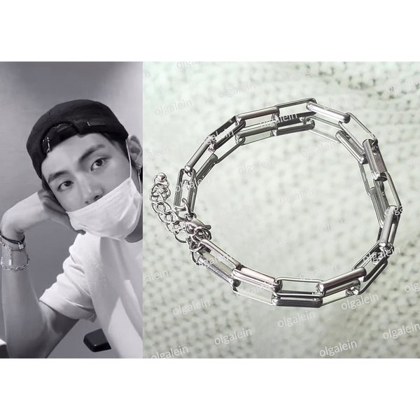 Bracelet à maillons inspiré de BTS Taehyung, brassard de planeur en acier inoxydable Edelstahl Kpop Style Cosplay