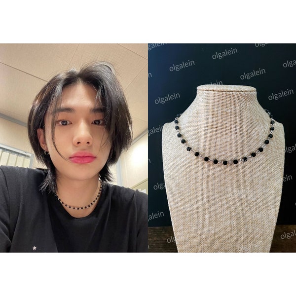 Stray Kids Hyunjin Felix No Easy Inspired Beads Beaded Necklace Choker Perlen Kette Kpop Style Cosplay Edelstahl Stainless Steel