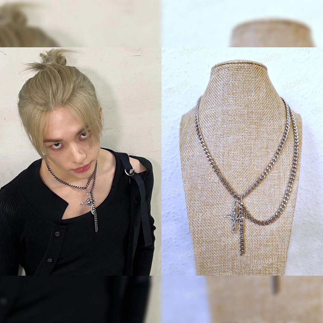 Stray Kids Hyunjin Inspirierte Choker Glieder Kette Mit Kreuz