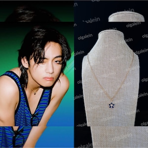 BTS Taehyung Inspirierte Schwarze Blume Kette Kpop Style Cosplay Edelstahl