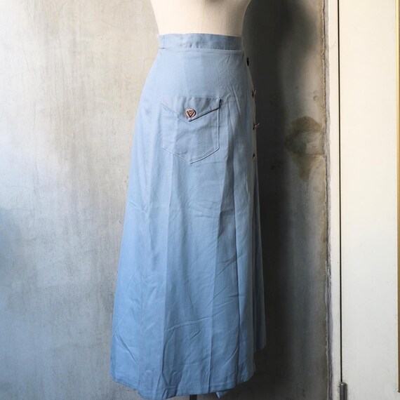 1970s homemade pale blue A line skirt - image 3