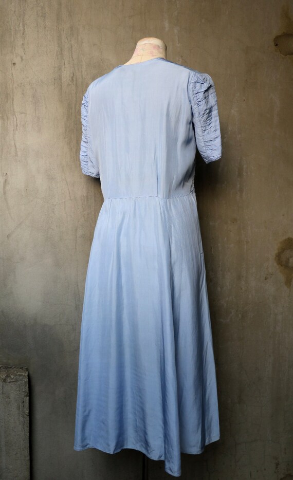 1930s 1940s baby blue smocking ruffles dress - image 4