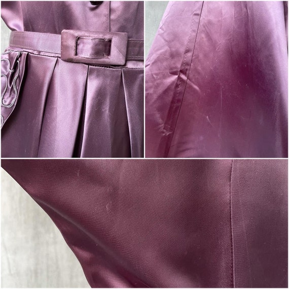 1950s purple satin soutache dress - image 8