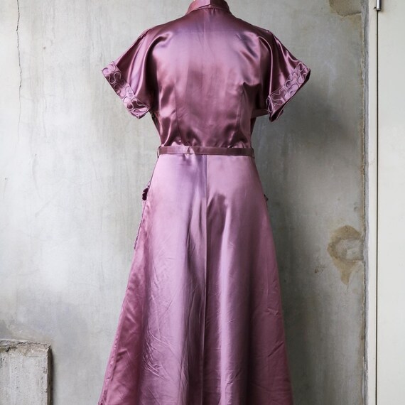 1950s purple satin soutache dress - image 5