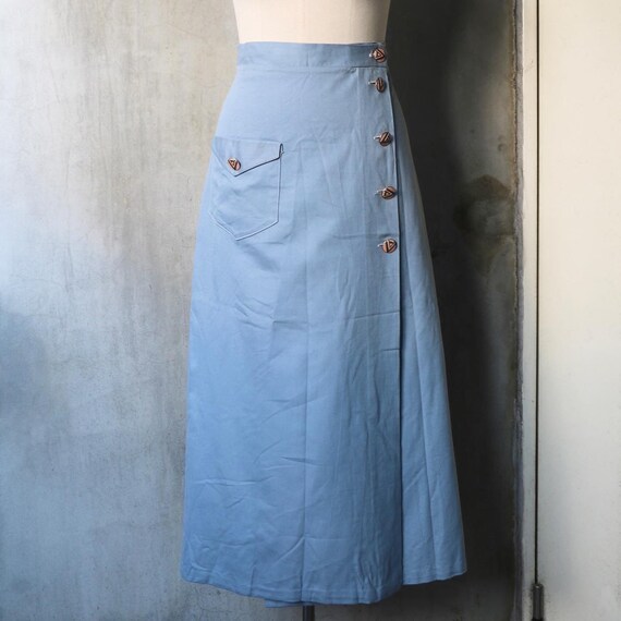 1970s homemade pale blue A line skirt - image 1