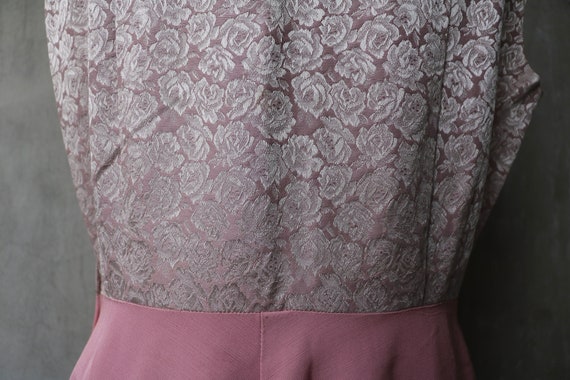 1950s 1960s pink floral taffeta sleeveless dress - image 6