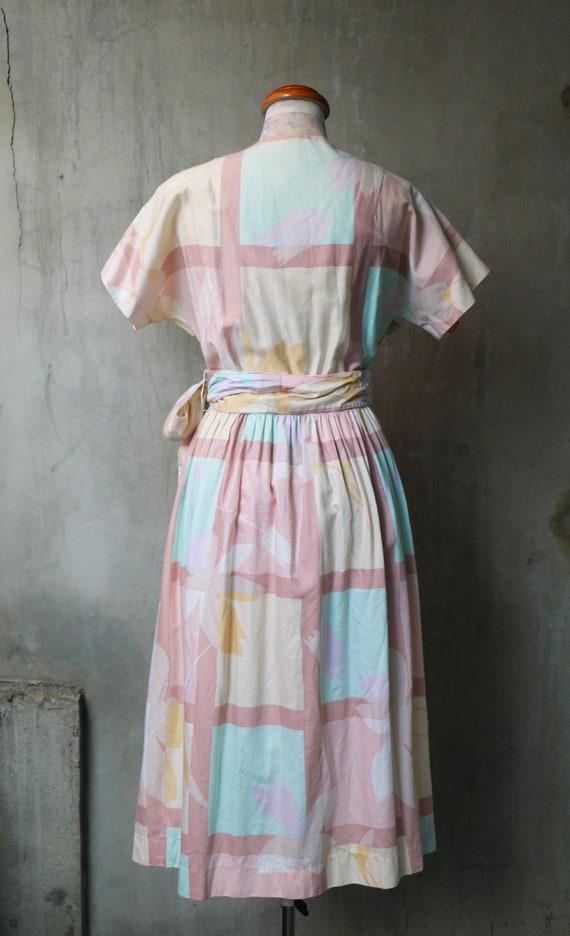 1980s does 1950s pastel pale pink yellow cream ma… - image 4