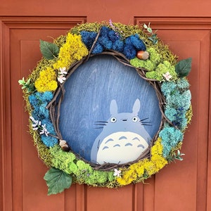 Totoro Wreath My Neighbor Totoro Inspired Door Wreath wall hanger 14&quot;