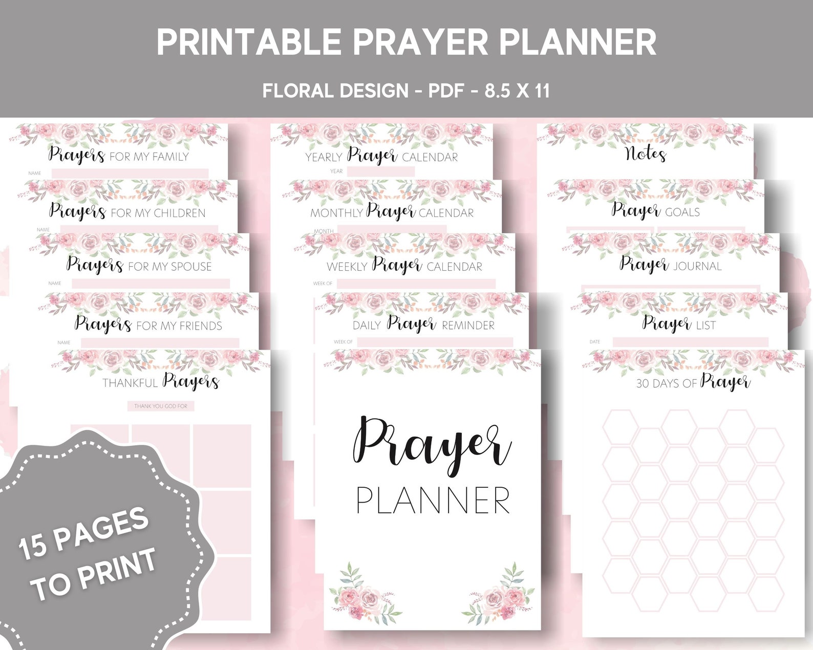 Prayer Planner Printable Floral Prayer Planner Prayer Etsy