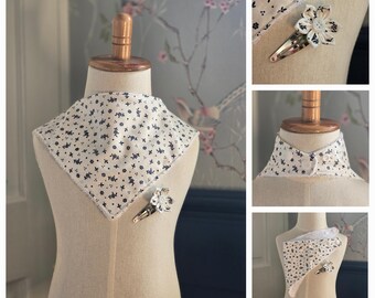 Adjustable Baby Bandana Bib with Matching Snap Hairclips - 2 Piece Set - 100% Cotton - UK Handmade - Accessories - Baby Items