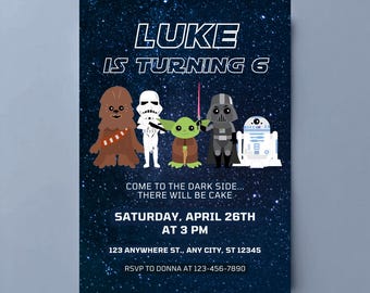 Star Wars Birthday Invitation: Editable Canva Template (Digital Download)