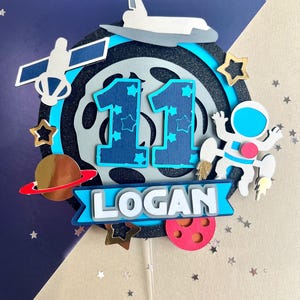 Spazio, astronauta, nome personalizzato ed età, decorazione per torta di compleanno personalizzata