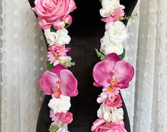 Floral Graduation Lei - Class of 2026- Pink and Blush Floral Designs