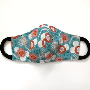 Aussie reusable 3 Layer Fabric Masks w nose wire & filter pockets. Comfy elastics. Australian Made breathable mould design image 3