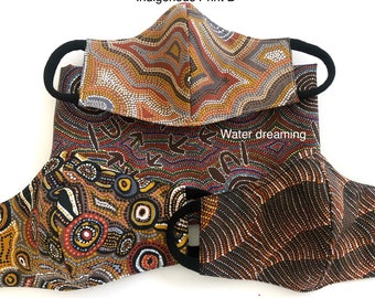 Australia flora fauna. Reusable 3-layer Fabric face Masks w/ nose wire & filter pockets. Comfortable ear loops. Adult teens kids