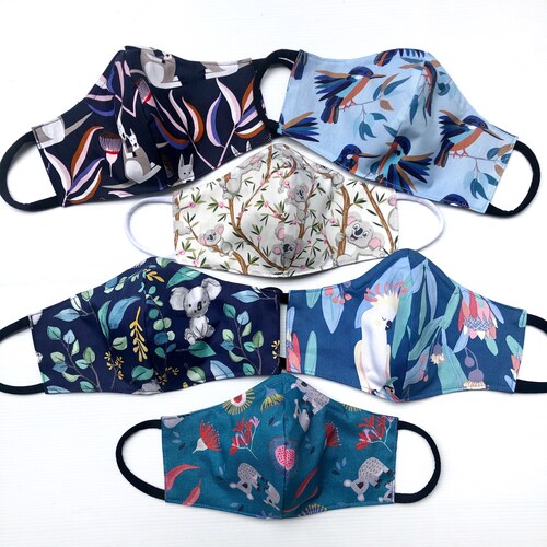 Reusable Face Masks W/ Nose Wire & Filter Pockets. 3layer Etsy Australia