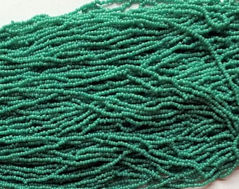 Rare Antique Micro Seed Beads-18/0 Blue-Green Turquoise Opaque Hanks and Bags