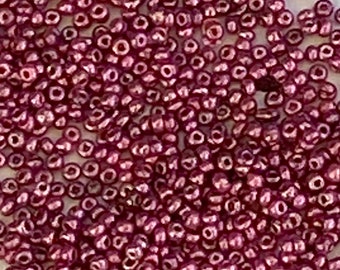 Rare Handmade Antique Micro Seed Beads-18/0 Metallic Finish Rose Raspberry Pink