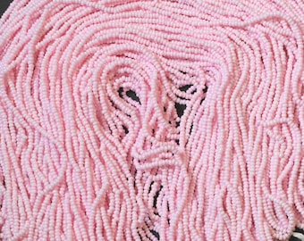 Antique Vintage Micro Seed Beads- 14/0 Opaque Light Carnation Pink - 12 Gram Hanks