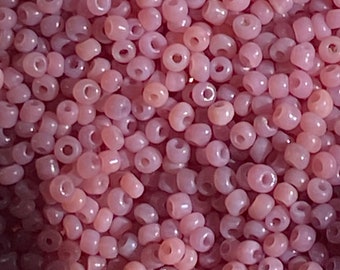 Rare French Glass Antique Micro Seed Beads-12/0 Medium Greasy Cheyenne Rose Pink-30 gram (1 ounce) Bags-