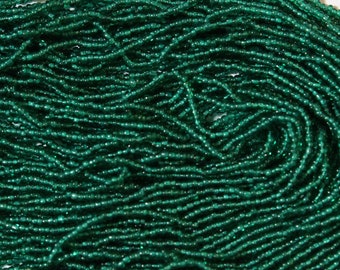 Antike italienische Micro Seed Beads-18/0 Transparente Smaragd Grün-3g Hanks