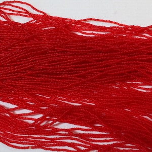 Vintage/Antique Micro Seed Beads-14/0- 16/0 Transparent Matte Cherry Red Hanks