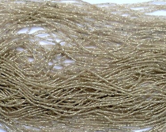 Seltene antike Mikro-Saatperlen in Röhrchenform – 14/0 oxidiert, silbergefüttert, zweifach geschlungene Stränge, 9 Zoll