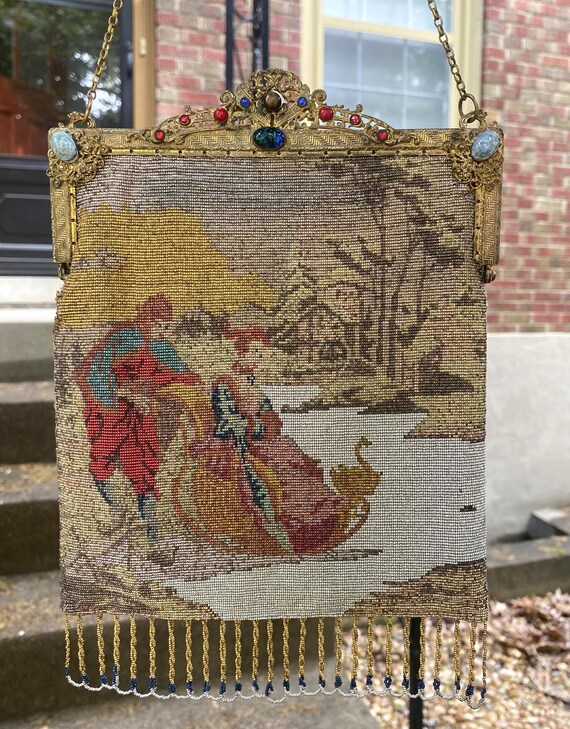 Antique Micro Beaded Purse: 1900s Victorian Ice Sled … - Gem