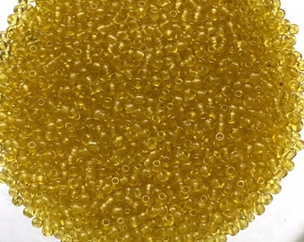 Antique Vintage Glass Micro Seed Beads- 14/0 Golden Honey Yellow- 4 Gram Bags Unusual Color!