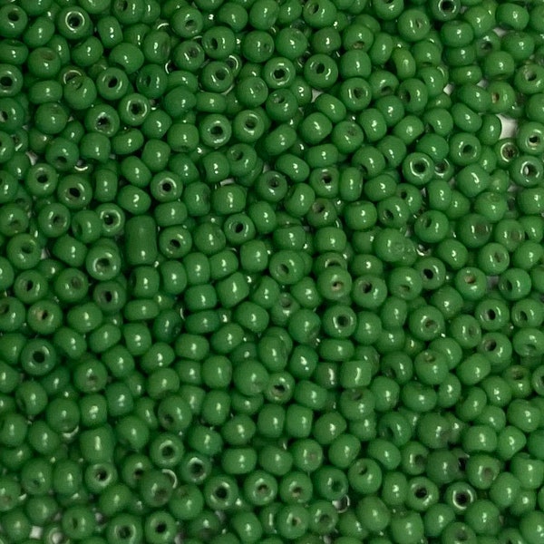 RARE Vintage Antique Micro Seed Beads-13-14/0 Grass Leaf Green Opaque-20 g bags