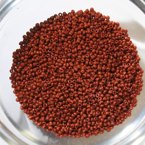 Vintage/Antique Micro Seed Beads-13/0 Rich Brownish Red Brick Opaque-118 gram Bulk Bag!