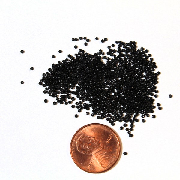 Antique Micro Seed Beads- 18/0 Opaque Basic Black- 2.4 gram bags