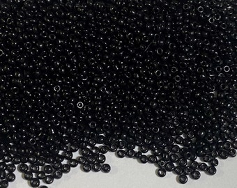 Vintage/Antique Micro Seed Beads- 13/0 Opaque Basic Black- 3.4g bags