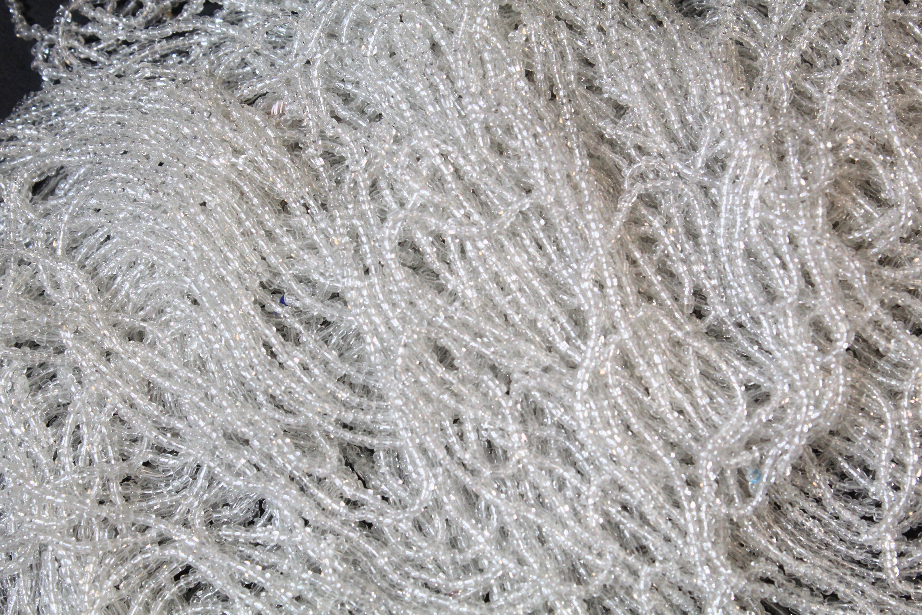 Antique Italian Micro Seed Beads-16/0-18/0 Crystal Clear Transparent-3.5g Hanks