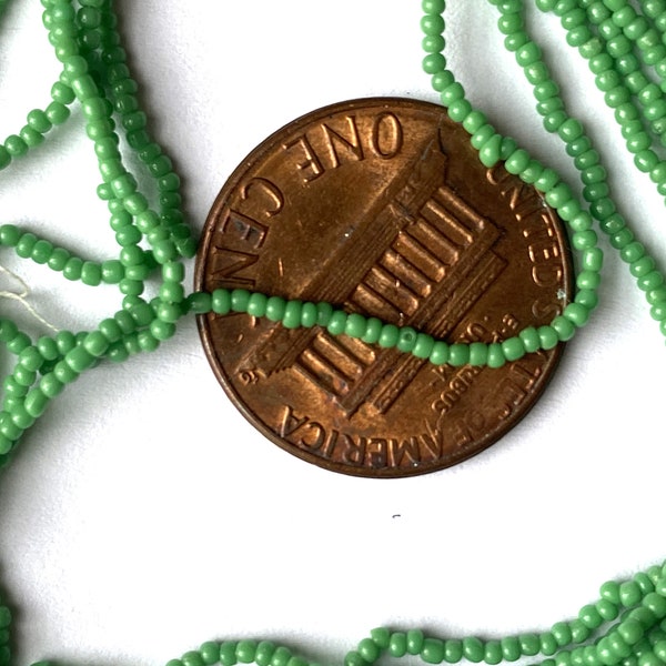 RARE Antique Glass Micro Seed Beads-18/0 Arapaho Green Opaque Hank-Native American Beadwork-Legacy Jewelry-Limited!