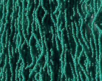 Antique Micro Seed Beads-18/0 Greasy Opaque Aquamarine Sea Green Hank-2.2 g avg