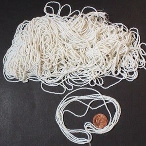 Vintage/Antique Micro Seed Beads-14/0 Freshwater Color Pearl White Hanks-6.4 grams each