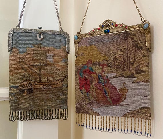 Antique Micro Beaded Purse: 1900s Victorian Ice Sled … - Gem