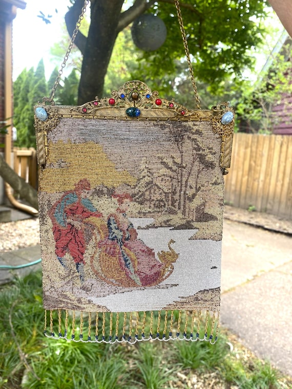 Antique Micro Beaded Purse: 1900s Victorian Ice Sled … - Gem