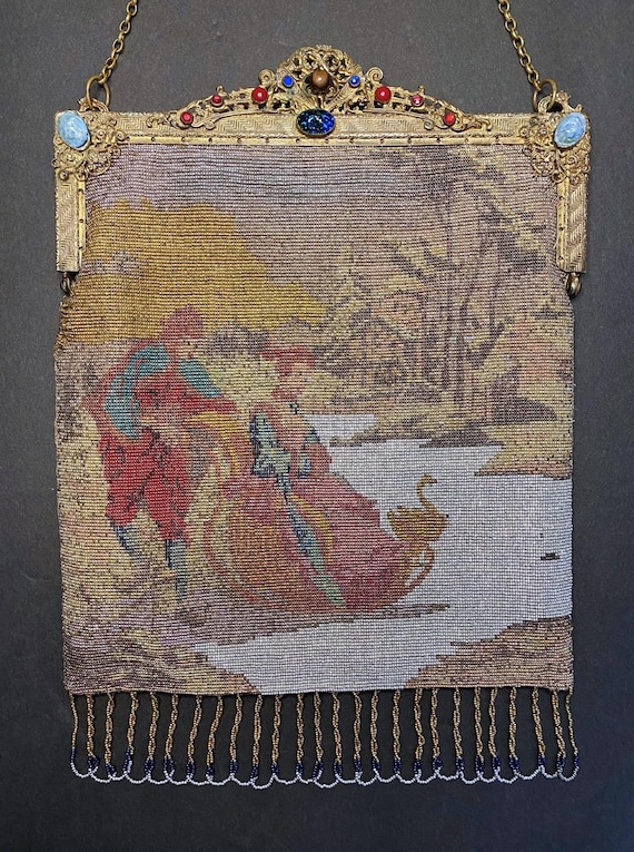 Antique Micro Beaded Purse: 1900s Victorian Ice Sled … - Gem