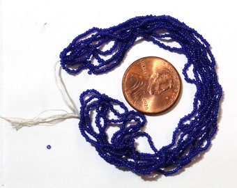 Rarest Antique Micro Seed Beads-18/0-20/0 Opaque Cobalt Navy Blue-loose beads and some hanks available