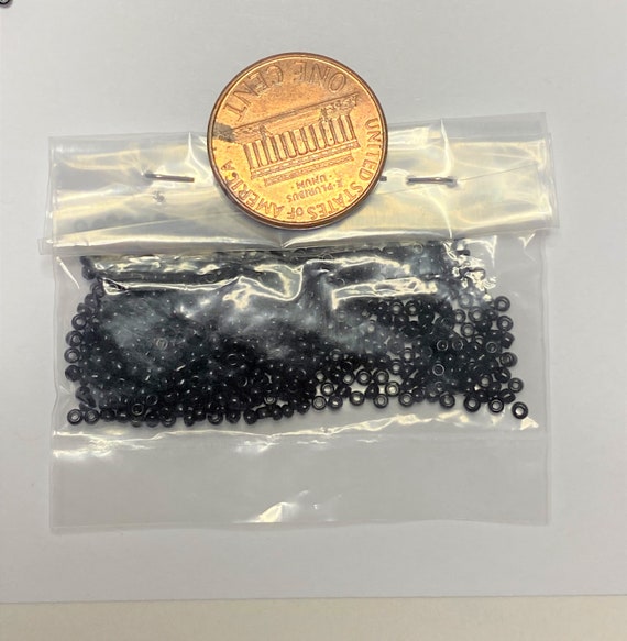 Écheveau De Micro Perles De Rocaille Noires - Ancien, Rare, Occasion Pour Créations Bijoux