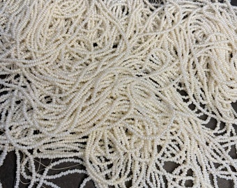 Antique Pearl White Glass Seed Beads 16/0: 10" Hanks for Jewelry